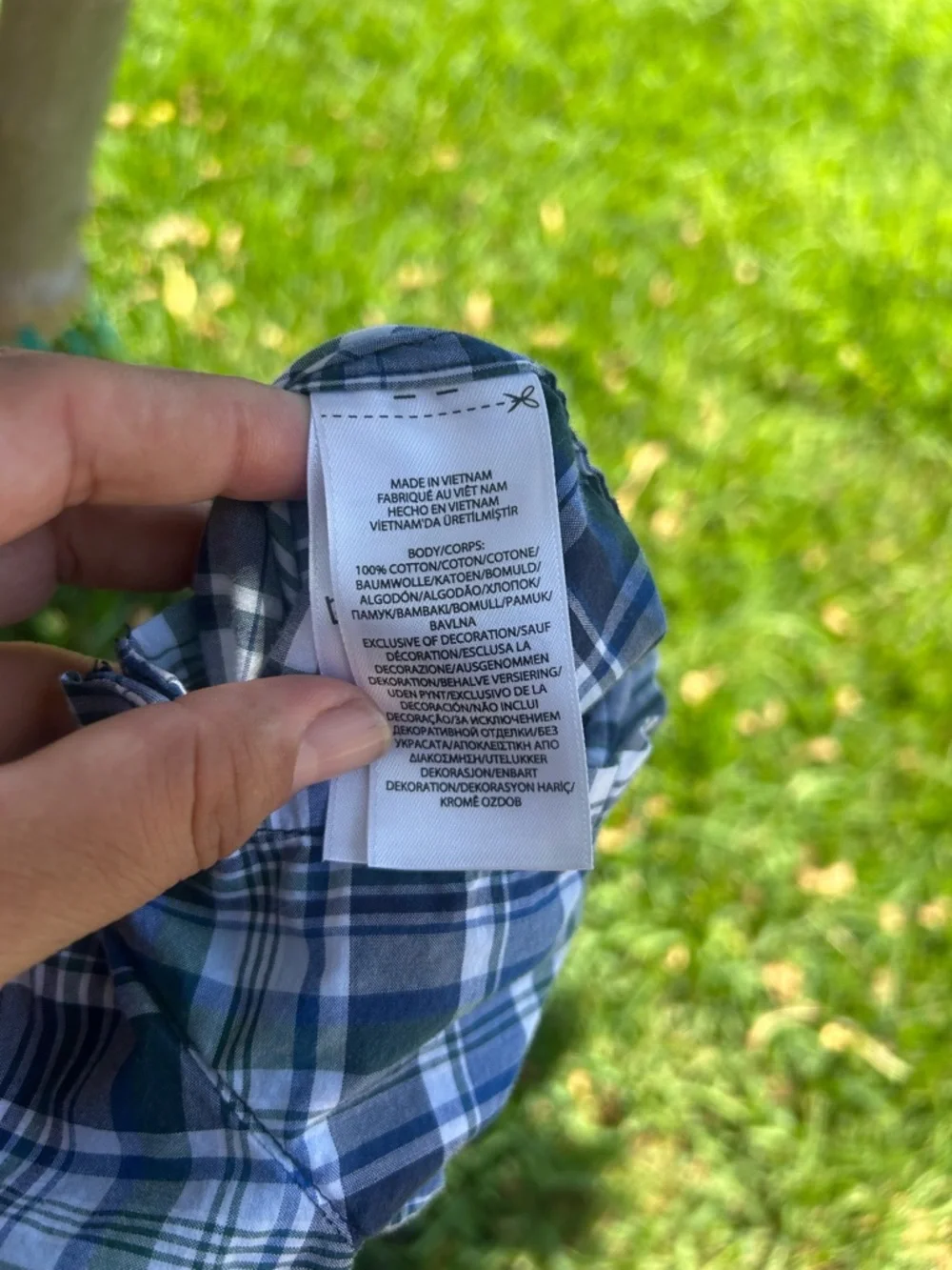 Ralph Lauren Navy, White & Green Plaid Short-Sleeve Romper